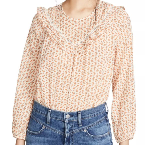 Madewell Tops - NWT Madewell Flower Stamped Ruffle Yoke Top XL